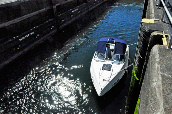 small boat in the locks